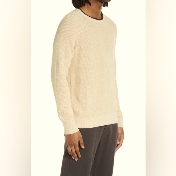 Atm Anthony Thomas Melillo Cotton Blend Rib Sweater In H. Oatmeal Combo SIZE S - Picture 3 of 4